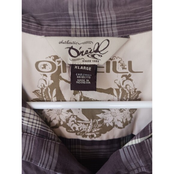 O'Neill Mens Button Up Shirt Size XL Brown Plaid Short Sleeve Y2K Surf Grunge - Picture 2 of 8